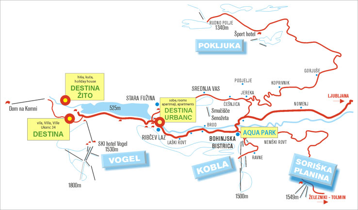 Vila Destina Bohinj lokacija